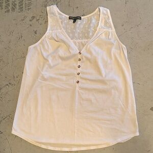 Lace-Trimmed White Tank Top by American Rag